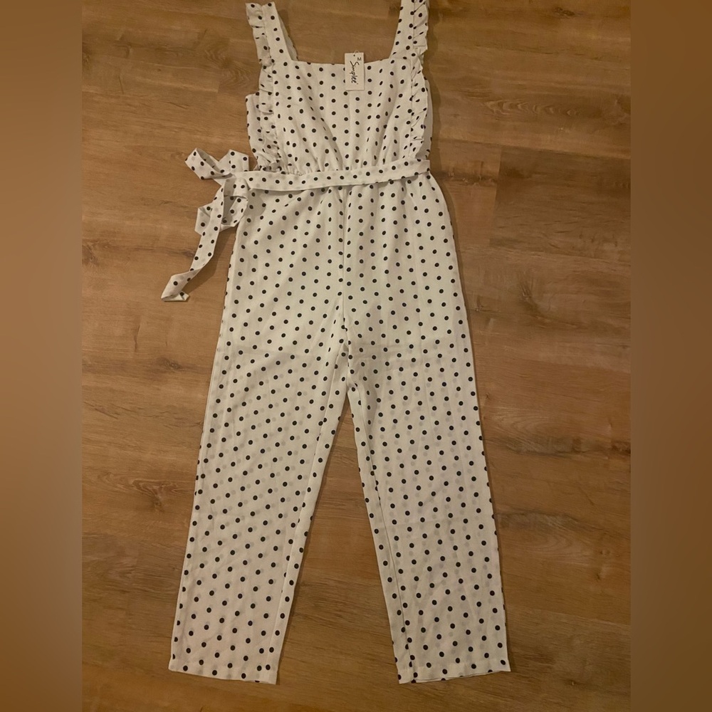 NWT Simple Black and White Polka Dot Jumpsuit